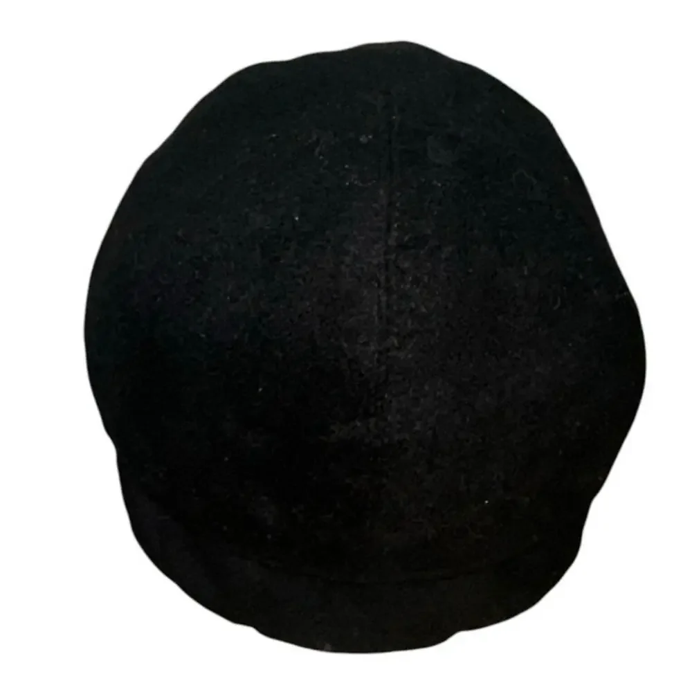 Bloomingdale’s Black 100% Cashmere Earflap Cadet Cap Military Hat OS